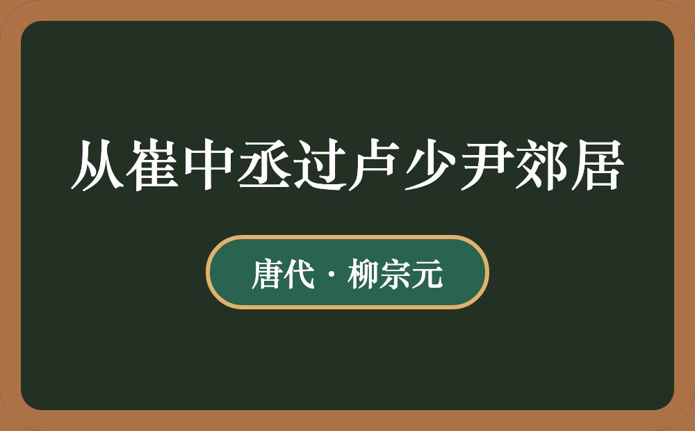 从崔中丞过卢少尹郊居