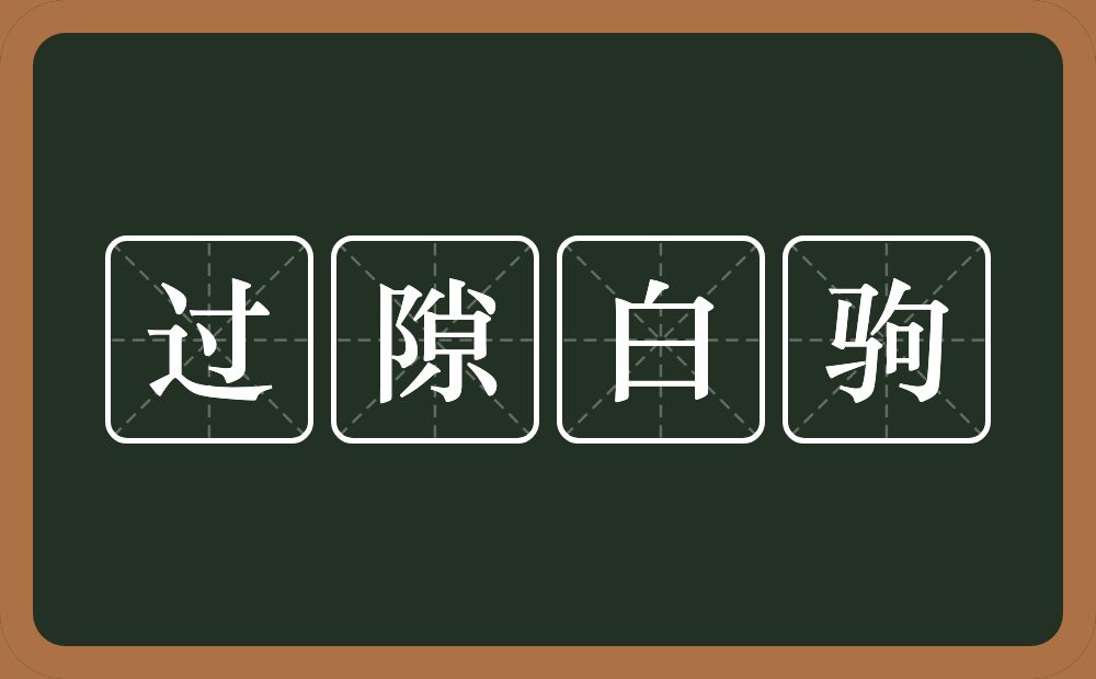 过隙白驹的意思？过隙白驹是什么意思？