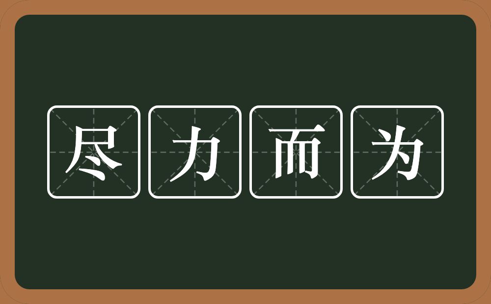 尽力而为的意思？尽力而为是什么意思？