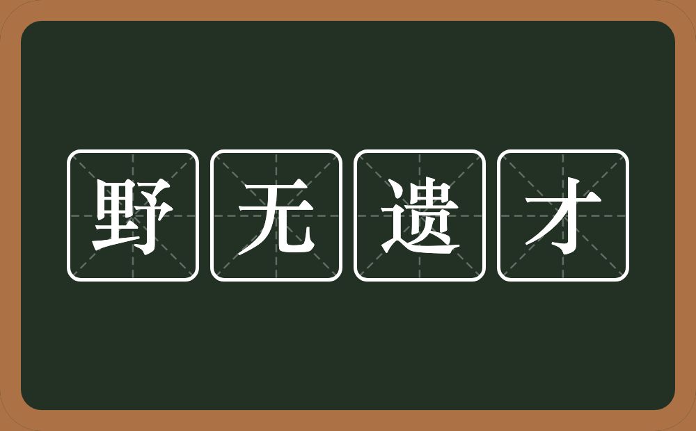 野无遗才的意思？野无遗才是什么意思？