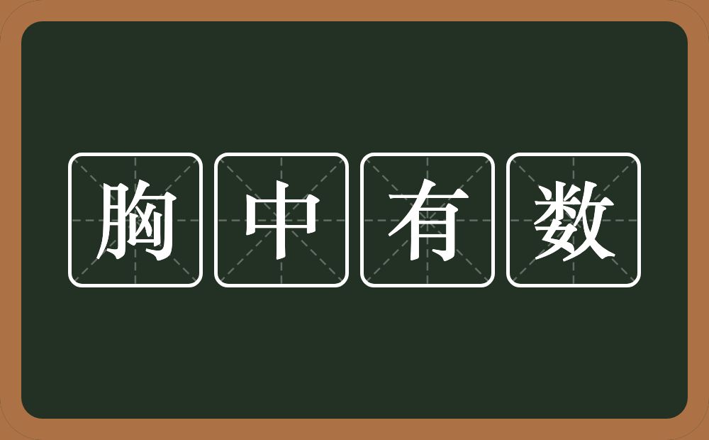 胸中有数的意思？胸中有数是什么意思？