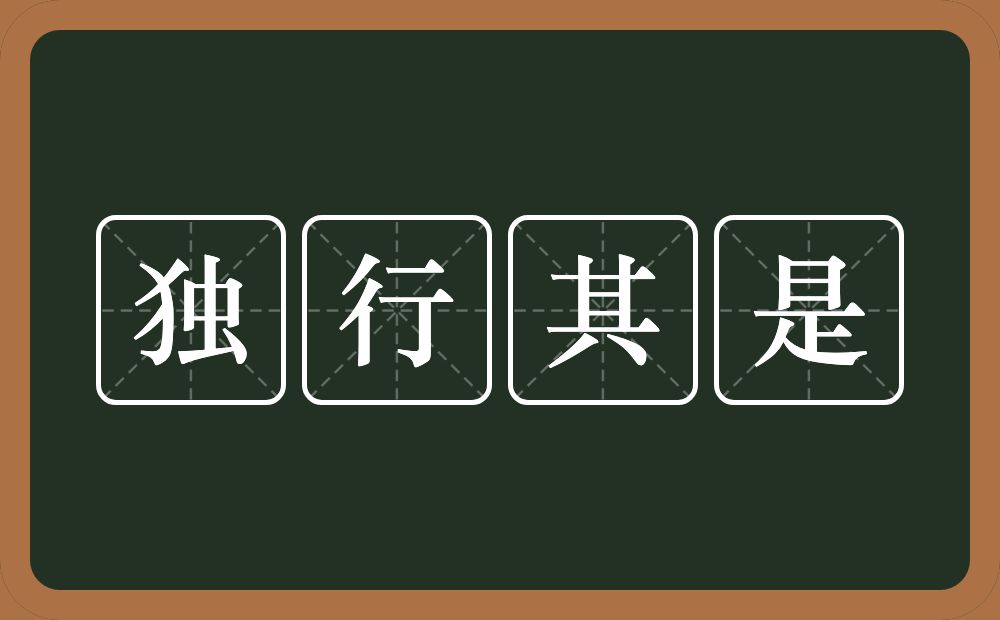 独行其是的意思？独行其是是什么意思？