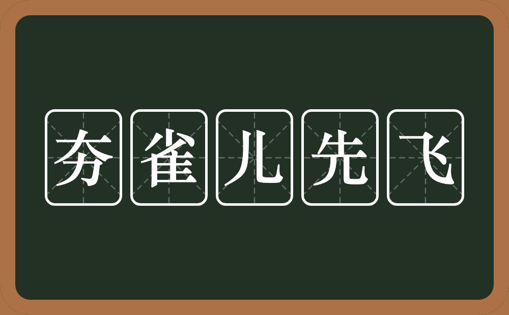 夯雀儿先飞的意思？夯雀儿先飞是什么意思？