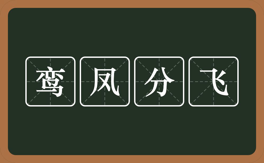 鸾凤分飞的意思？鸾凤分飞是什么意思？